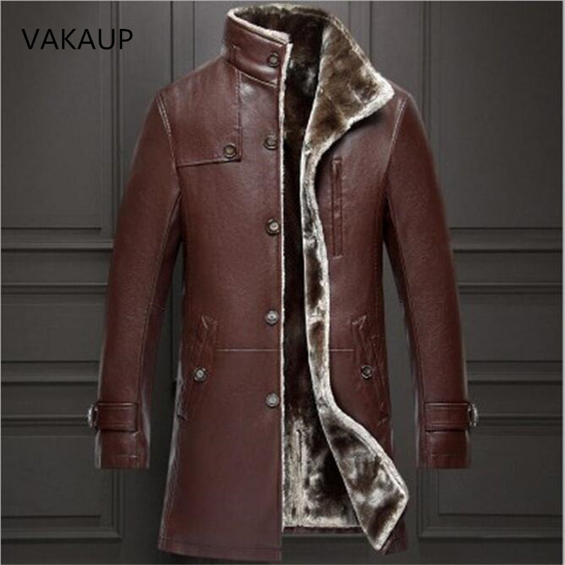2019 Mens Sheep Leather Jacket Coat Parka Real Fur Mens Clothing Long Plush Thick Over Winter Sheepskin Large Size Jackets Men