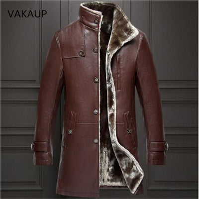 2019 Mens Sheep Leather Jacket Coat Parka Real Fur Mens Clothing Long Plush Thick Over Winter Sheepskin Large Size Jackets Men