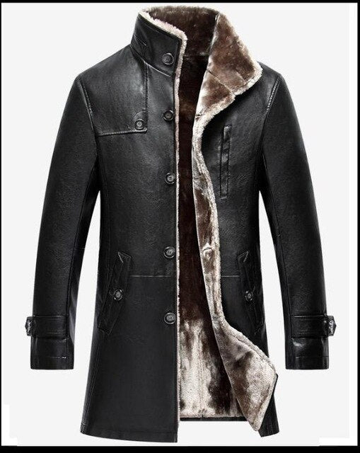 2019 Mens Sheep Leather Jacket Coat Parka Real Fur Mens Clothing Long Plush Thick Over Winter Sheepskin Large Size Jackets Men