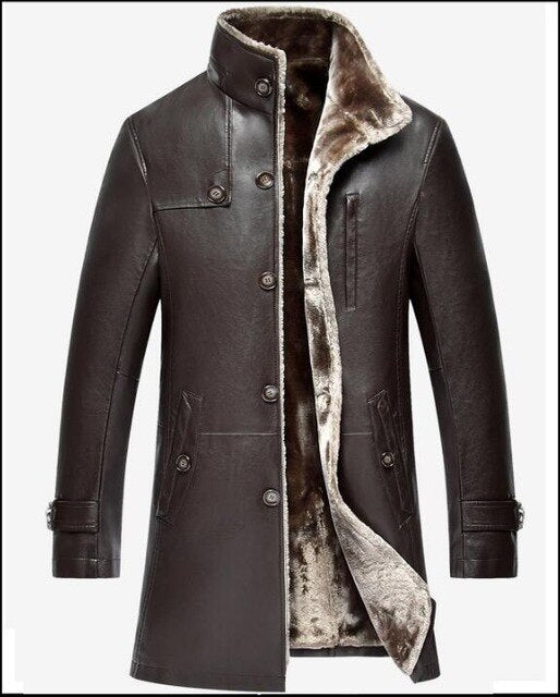 2019 Mens Sheep Leather Jacket Coat Parka Real Fur Mens Clothing Long Plush Thick Over Winter Sheepskin Large Size Jackets Men