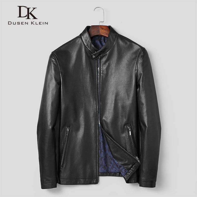 Men Genuine Leather Jacket Real Sheepskin Jackets Casual Short Black Pockets 2019 Autumn New Jacket for Man T1910