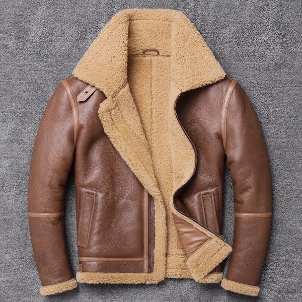 Pure skin lambs wool fur leather men genuine leather fur leather jacket of cultivate locomotive winter thick coat of fur