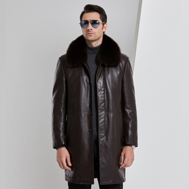 New Mens Leather Jacket Men Leather Coats High Quality PU Outerwear Male Winter rabbit fur collar Leather Parkas