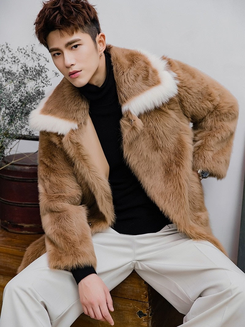 Winter Real Fur Coat Men Genuine Leather Jacket Natural Sheep Fur Coats Long Shearling Jacket Men Clothes 2019 V19131 KJ3333