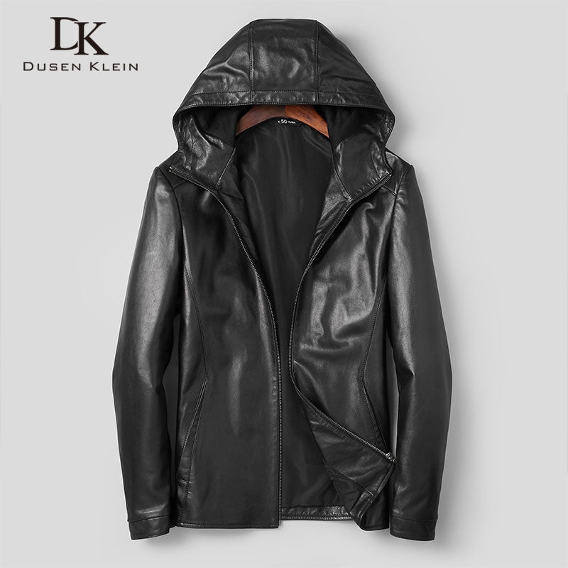 Men Genuine Leather Jacket Real Sheepskin Jackets Casual Short Black Pockets 2019 Autumn New Jacket for Man t1938