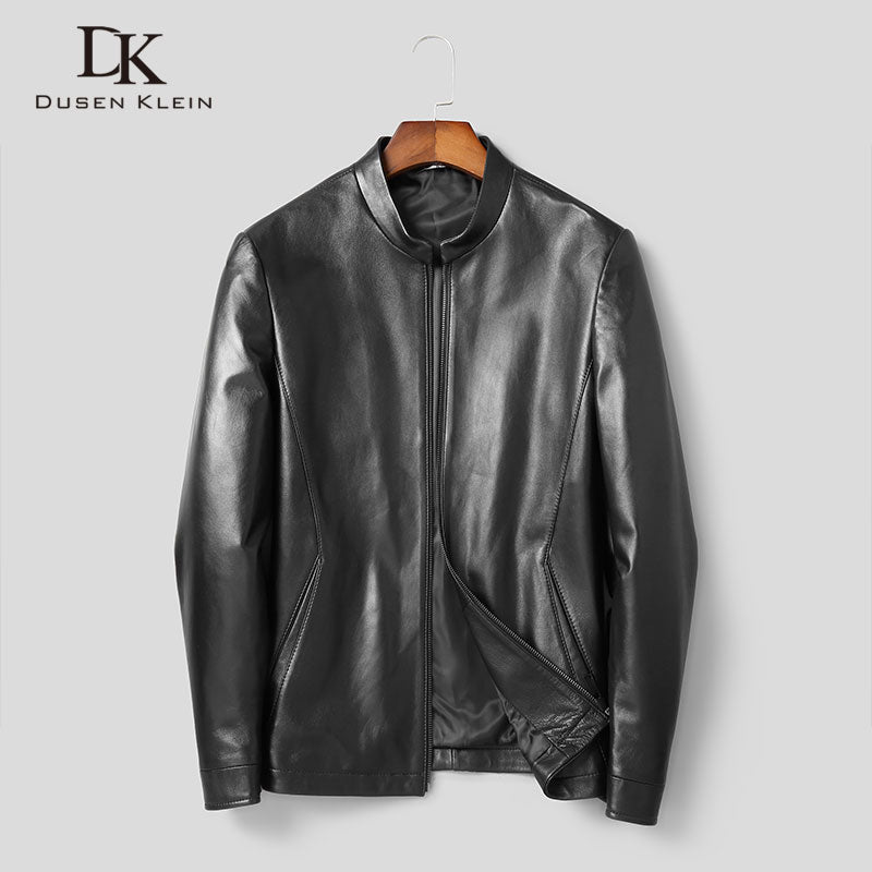 Men Genuine Leather Jacket Real Sheepskin Jackets Casual Short Black Pockets 2019 Autumn New Jacket for Man J1902