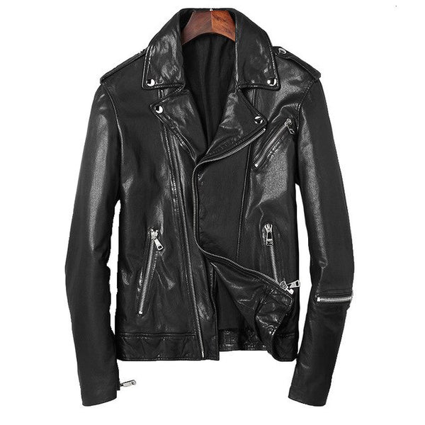 Leather leather men's lapel youth old coat vegetable tanned sheepskin locomotive jacket loose coat
