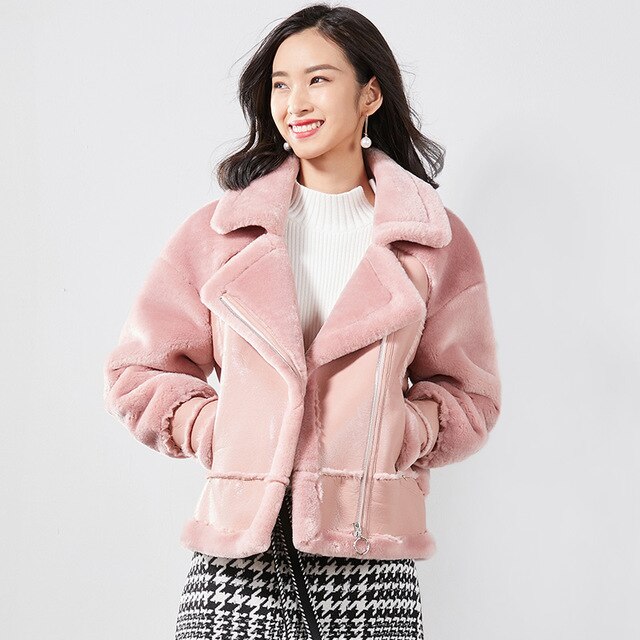 Vimly Women Winter Motorcycle PU Velvet Patchwork Jacket Coat Female Zipper Cool Style Leather Basic Jackets Stylish Street Wear