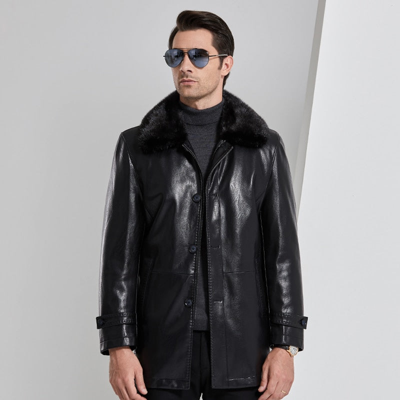 High Quality PU Leather Jackets Jaqueta Masculina Inverno Thickness Parkas Winter Jacket Men Fashion Casual Coats -40℃