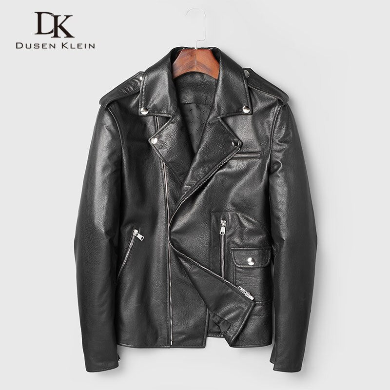 Men Genuine Leather Jacket Real Sheepskin Jackets Casual Short Black Pockets 2019 Autumn New Jacket for Man C7118