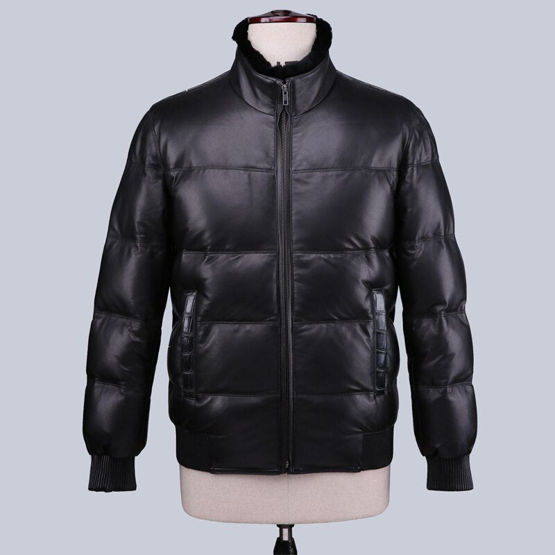 YOLANFAIRY Geniune Leather Jacket Men Sheepskin Leather Goose Down Coat Winter Warm Thick Outwear Casaca De Pluma 16-H32# MF379