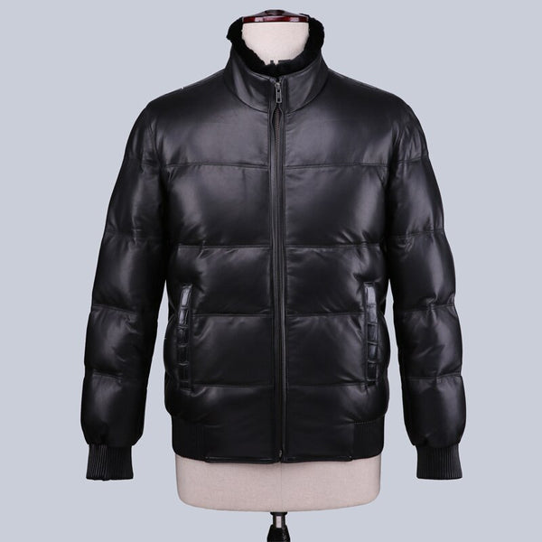 YOLANFAIRY Geniune Leather Jacket Men Sheepskin Leather Goose Down Coat Winter Warm Thick Outwear Casaca De Pluma 16-H32# MF379