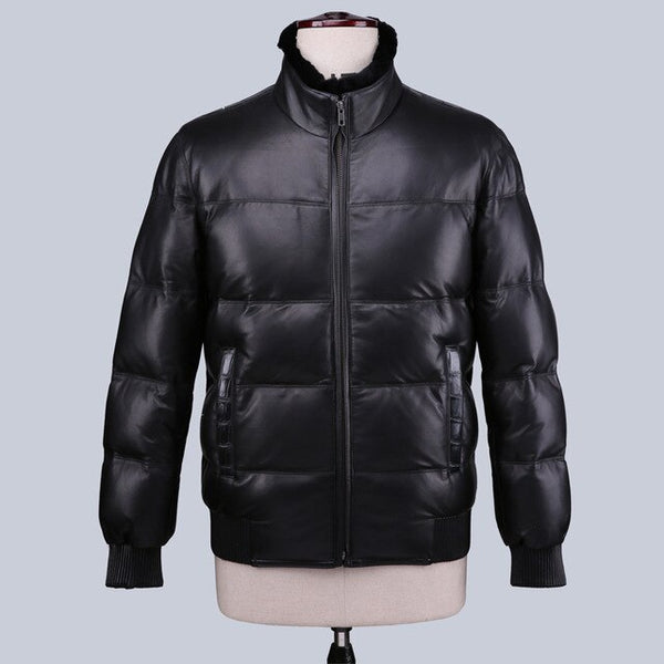 YOLANFAIRY Geniune Leather Jacket Men Sheepskin Leather Goose Down Coat Winter Warm Thick Outwear Casaca De Pluma 16-H32# MF379