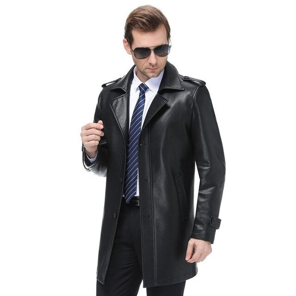 big Size 8XL Luxurious Autumn And Winter Men's Genuine Leather Jacket For Men Fashion Black Male Long Section Sheepskin Jacket