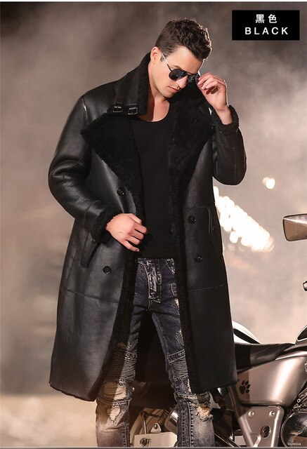 2019 Men's Sheepskin Coat Genuine Leather Male Formal Casual Winter Long Thick Jacket Sheepskin Shearling Men Fur Outwear 5XL