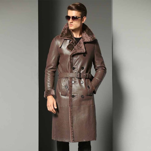2019 Men's Sheepskin Coat Genuine Leather Male Formal Casual Winter Long Thick Jacket Sheepskin Shearling Men Fur Outwear 5XL