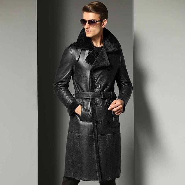 2019 Men's Sheepskin Coat Genuine Leather Male Formal Casual Winter Long Thick Jacket Sheepskin Shearling Men Fur Outwear 5XL
