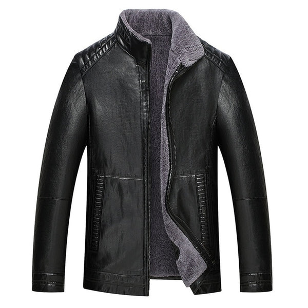 8XL 6XL Men Genuine Jacket Winter Faux Fur Sheepskin Coat For Men's Brand Jacket Male Solid Stand Collar Natural Leather Jacket