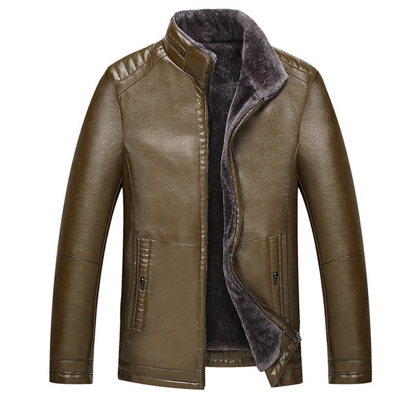 8XL 6XL Men Genuine Jacket Winter Faux Fur Sheepskin Coat For Men's Brand Jacket Male Solid Stand Collar Natural Leather Jacket