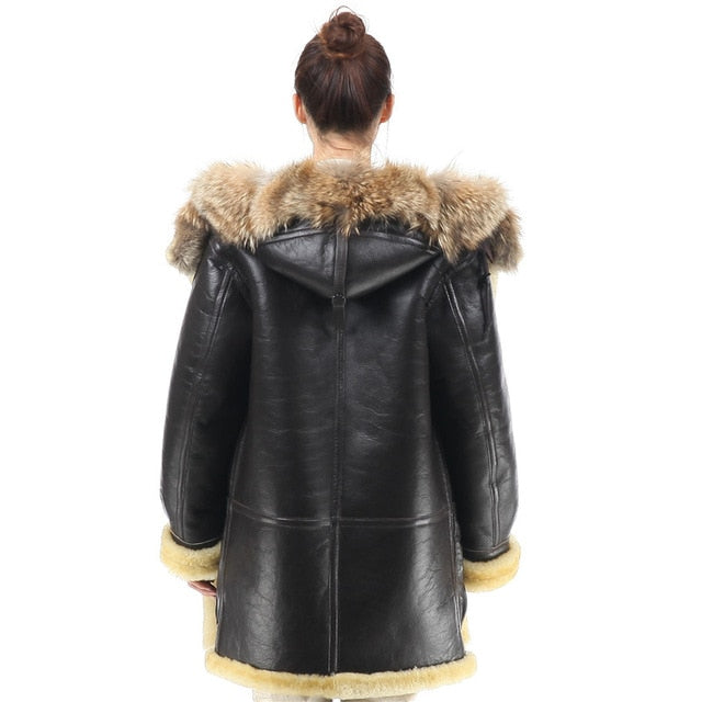 B3 shearling Bomber Fur military pilot World II Flying aviation air Leather jacket Environmental protection of leather Men's B7