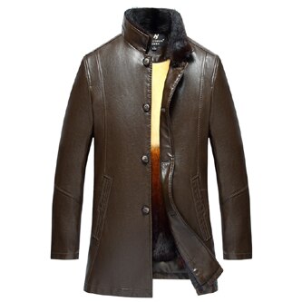 2017 New Men's PU Leather fur Jacket Men coat mink Fur collar Coat Men Leather Jackets rabbit iner Coat Thickened winter