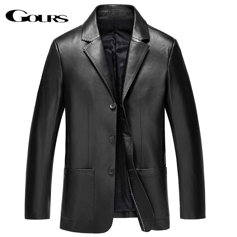 Gours Winter Genuine Leather Jacket for Men Fashion Brand Leather Suit Blazers Black Sheepskin Jackets and Coats New 4XL