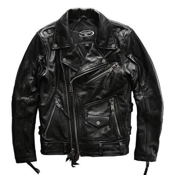 european big size high quality super genuine cow skin leather motor rider jacket mens big size casual cowhide leather jacket