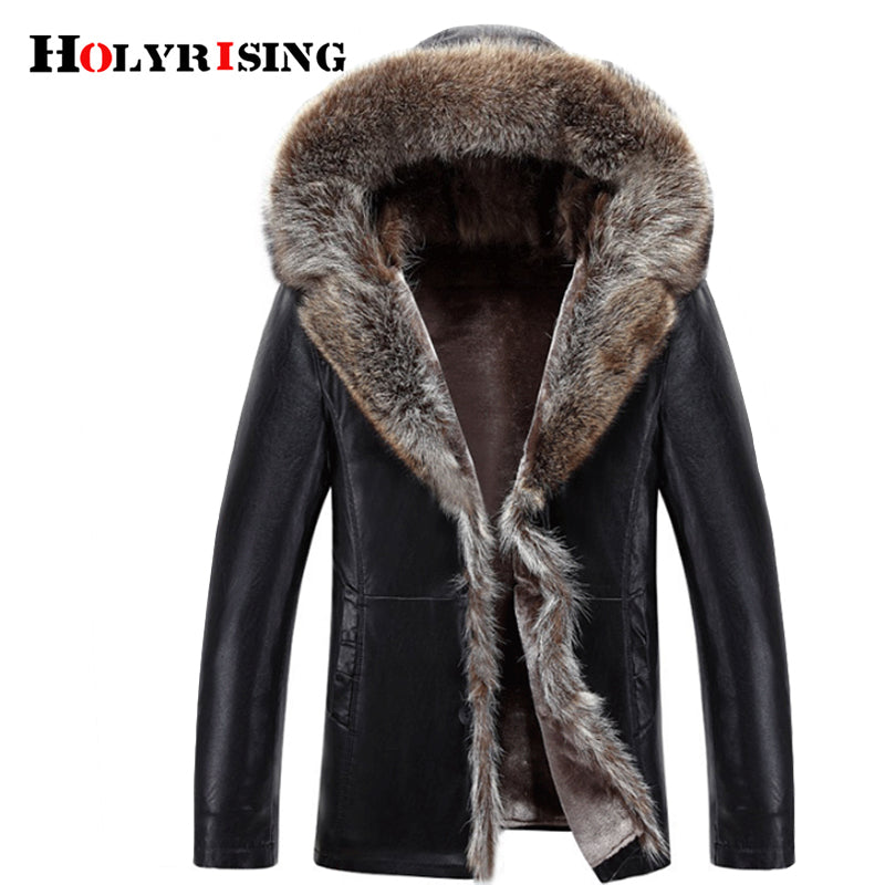 Men fur leather Animal fur Thick PU Leather Jacket jaqueta de couro masculina Winter New Men Leather Jacket Coats S-4XLsize 1829