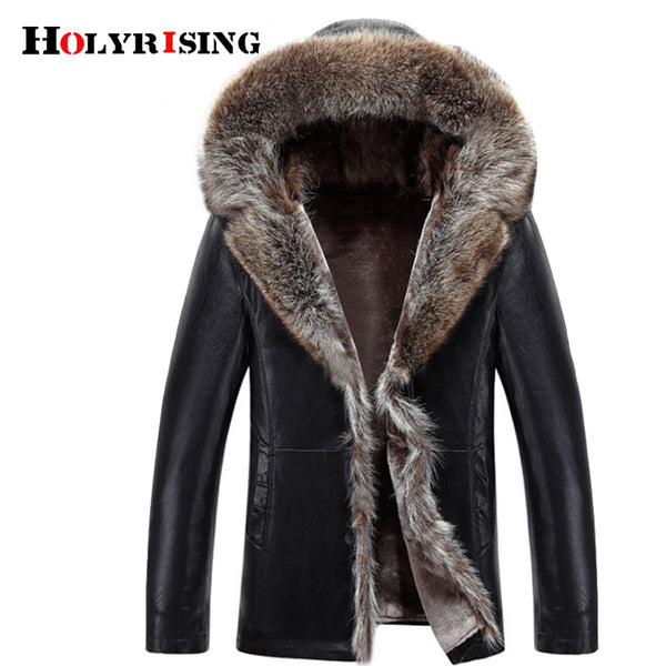 Men fur leather Animal fur Thick PU Leather Jacket jaqueta de couro masculina Winter New Men Leather Jacket Coats S-4XLsize 1829