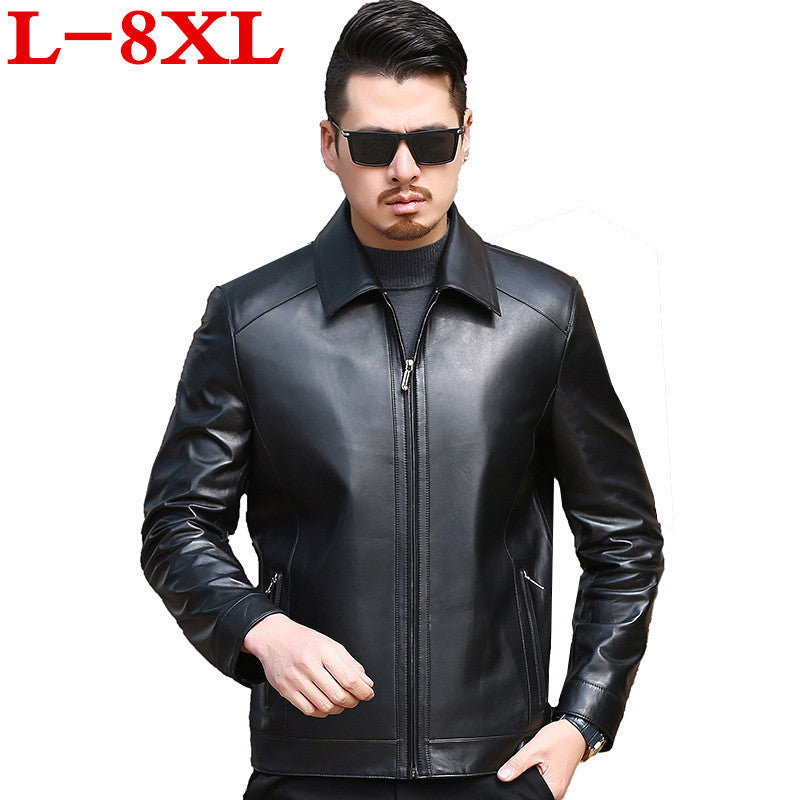 big size 8XL Autumn and  winter slim motorcycle  Genuine leather coats men casual coat mens Genuine Leather lapel jacket fashion