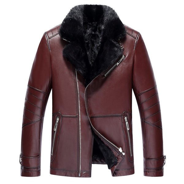 Genuine Leather Jacket Men's Winter Jacket Natural Mink Fur Coat Male Real Goatskin Luxury Warm Jackets Chaqueta 19-905-2 MY1711