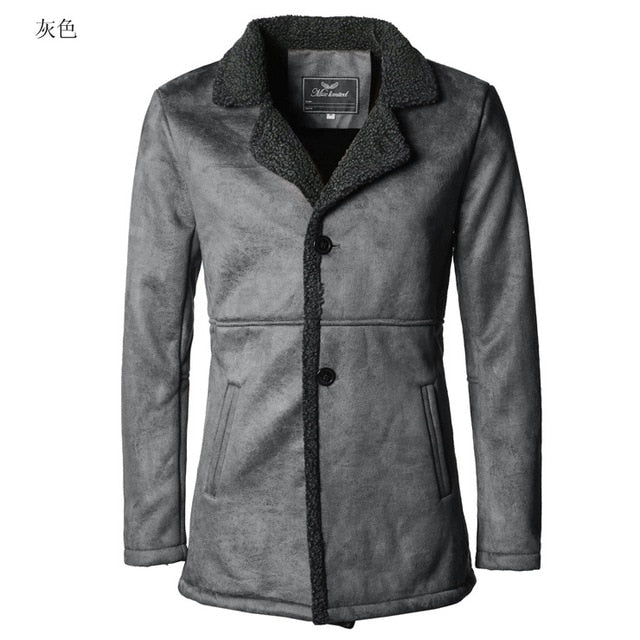 PU Leather Jacket Men Long Wool Leather Standing Collar Jackets Coat Men Leather Jackets With Fur Trench Parka F1066