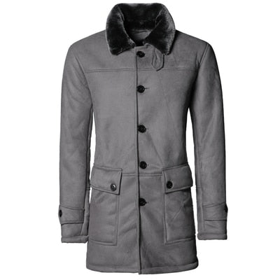 PU Leather Jacket Men Long Wool Leather Standing Collar Jackets Coat Men Leather Jackets With Fur Trench Parka F1066