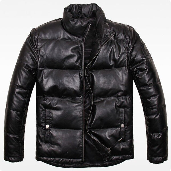 2019 New Arrival Sheepskin Genuine Leather Duck Down Jacket High Quality Winter Short Male Coat Stand Collar Chaqueta De Cuero