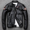 2019 Fashion New Indian Skull Motorcycle Genuine Leather Jacket Men Stand Collar Slim Fit Youth Cowhide Leather Coat