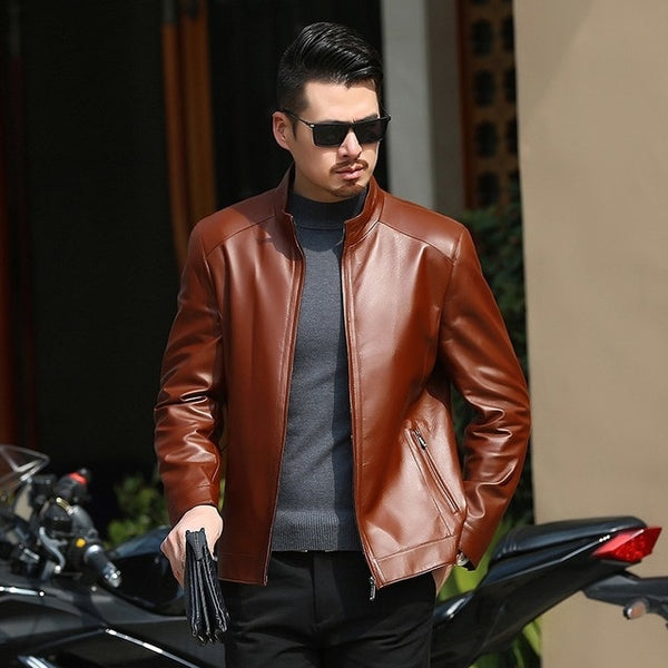 8XL 7XL  plus size Autumn and winter slim motorcycle Genuine leather coats men casual coat mens Genuine Leather  jacket  fashion