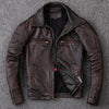 2019 Fashion Retro Vintage Genuine Leather Jacket Men Short Lapels CowSkin Motorcycle Leather Jacket Slim Fit Biker Coat Male