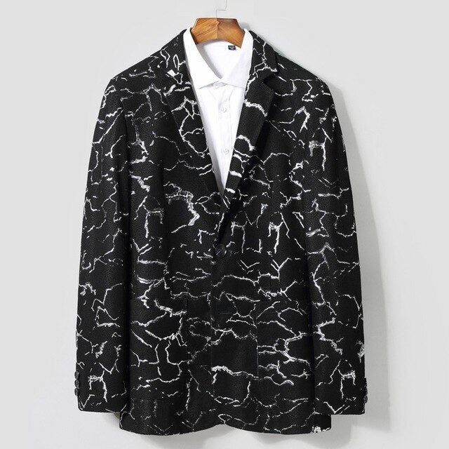 2019 New Men Korean Sheepskin Genuine Leather Blazer Jacket Slim Fit Printed Business Fashion  Coat Man Real Leather Jacket
